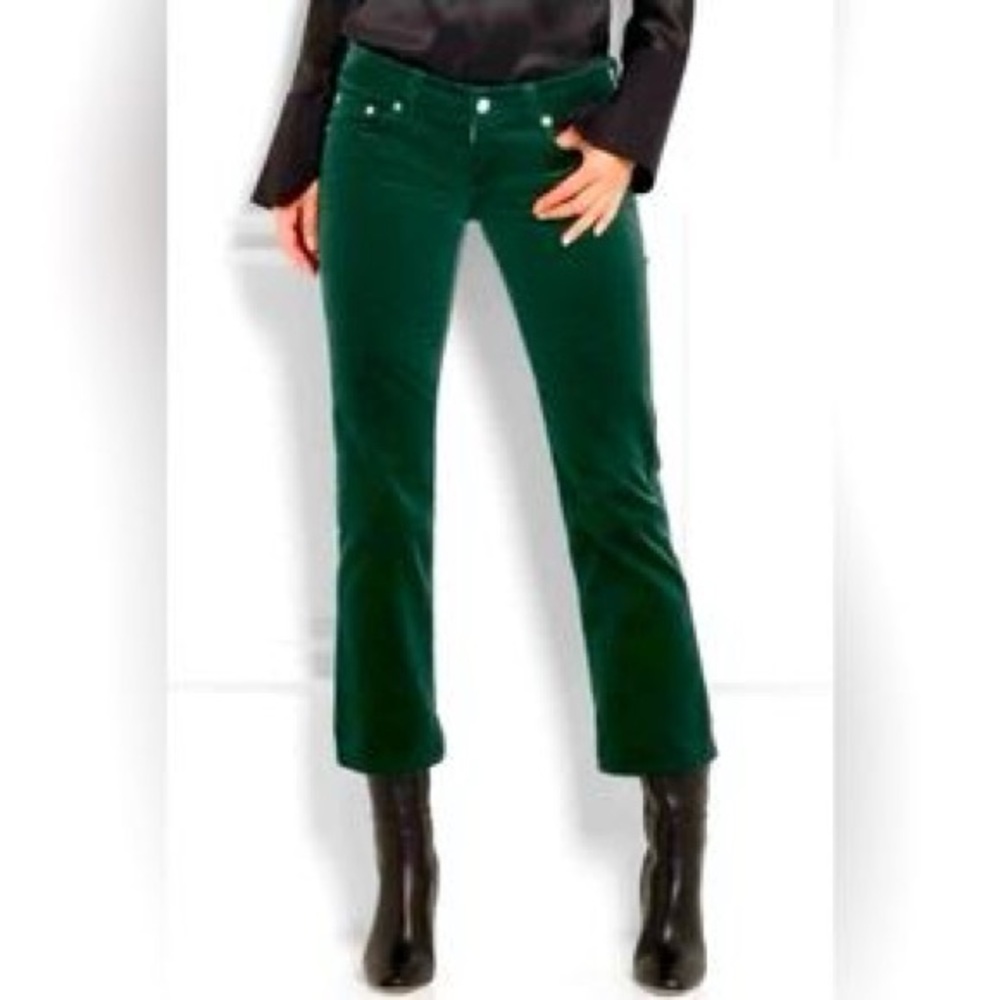 Vintage MM6 Maison Margiela Green Velvet Cropped Low Rise Pants Size IT36